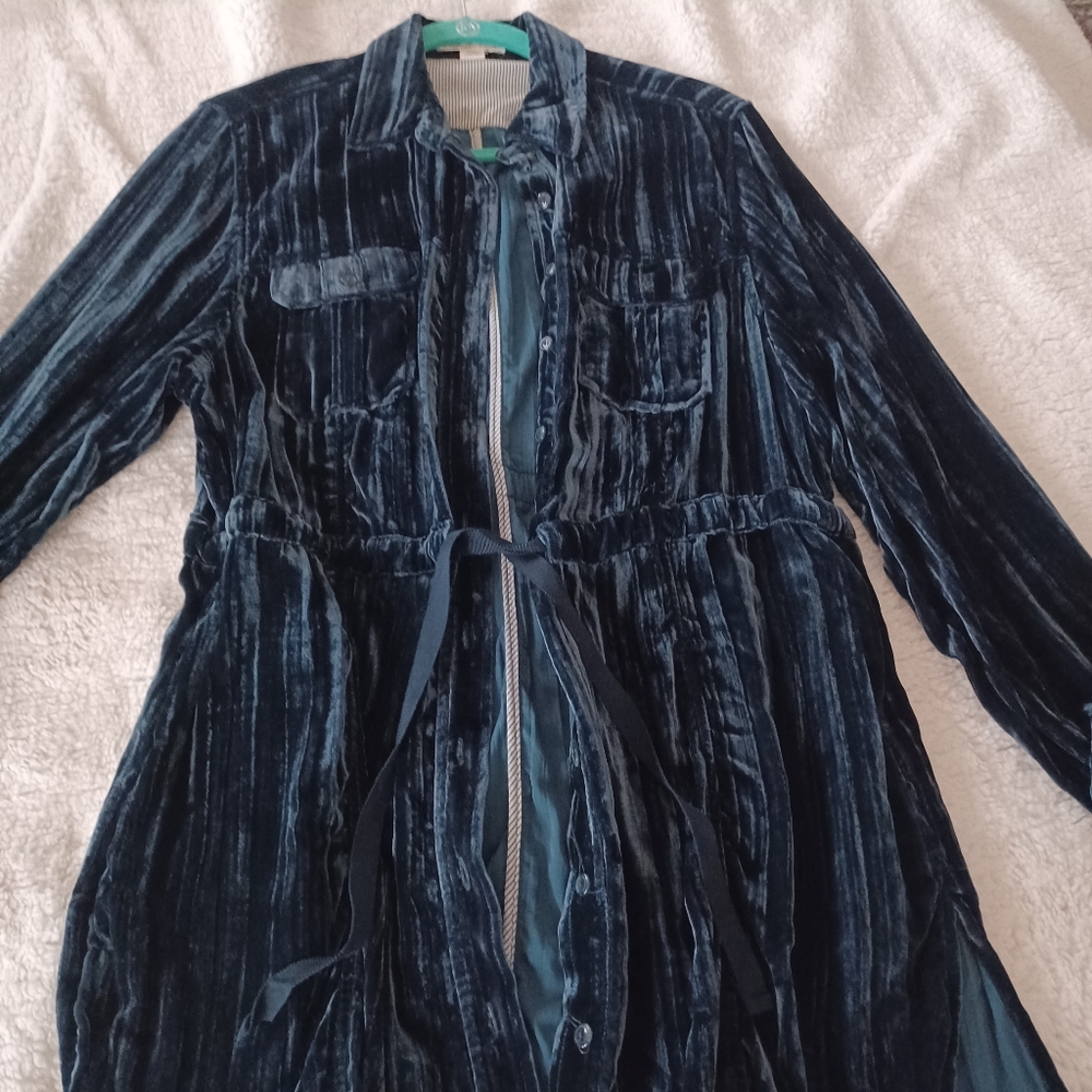 Coldwater Creek crushed velvet shirt dress